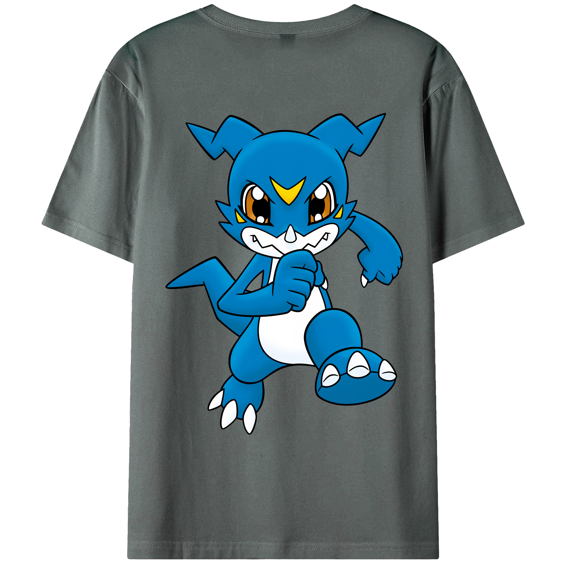 （画像用） Digimon デジタルモンスター/デジモン 綿100％ メンズ半袖Tシャツ（バックプリント） 通気性